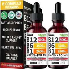 2-PC Nusava Vitamin B complex – B 12, B 6 & B 1 + Niacin & Folate – Double pack-