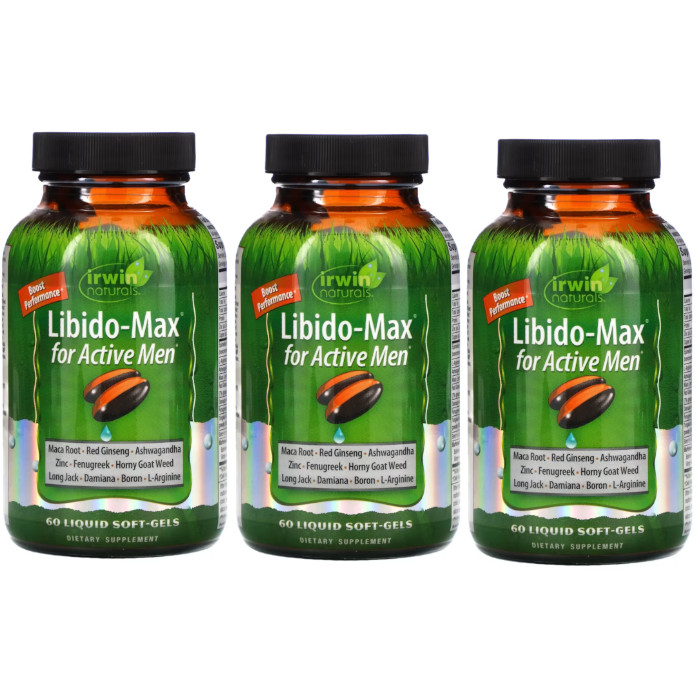 Irwin Naturals Libido-Max for Active Men 60 Softgels Each (Pack of 3)