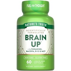 Natures Truth Brain Up Softgels | 60 Count | with L-Theanine, Bacopa, B-12 M…
