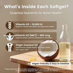 NEW 2-in-1 for Immune, Vitamin D3, 300 VEV Coconut Oil Softgels & Bone Support-