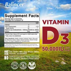 Vitamin D3 50000 Iu 30-60 Gummies Promotes Healthy Teeth Bone Muscle Function