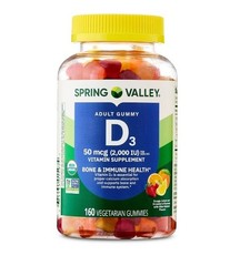 Spring Valley Vitamin D3 Supplement Gummies Assorted Fruit 50 mcg 160 Count