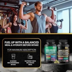 2 Pack 60Caps each, Sea Moss & Shilajit – 19445mg 15250mg Ashwagandha Black Seed