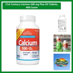 400 Count Calcium 500 mg Plus D3 Tablets – Supports Strong Bones, Gluten-Free