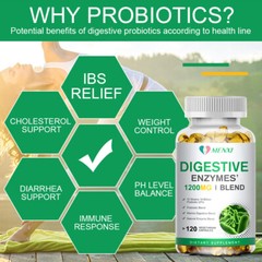 1200MG Digestive Enzymes Multi Enzymes Complex 240 Capsules with Probiotics CFU