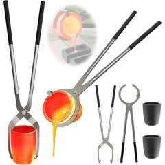 Nelyrho 3kg/6.6lbs Crucible Tongs Set for Metal Melting and Casting