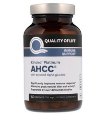 Quality of Life Labs, Kinoko Platinum AHCC, 750 mg, Immune Support, 60 caplets