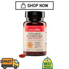Vitamin B Complex for Women & Men w/ Folic Acid Biotin B1 B2 B3 B6 B12 180 Ct