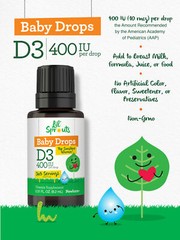 Vitamin D3 Baby Drops | 400 IU | 1 Year Supply | Vegetarian | by Lil’ Sprouts