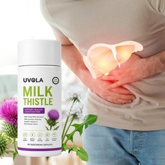 2x Uvola Milk Thistle Supplement, 80% Silymarin Liver Support Formula, 90Ct