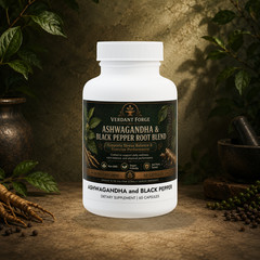 Ashwagandha Black Pepper Root Blend 60 Capsules Stress Balance Vegan Non-GMO