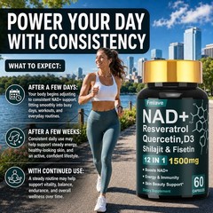 NAD + Resveratrol Quercetin D3, Shilajit & Fisetin, Enhance Cellular Energy 60ct