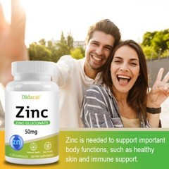 Zinc Gluconate, 50 mg, 30 To 120 Caps Immune Health and Antioxidant Support