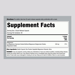Chelated Magnesium Supplement | 240mg | 60 Capsules | by Piping Rock