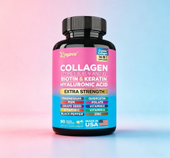 Zoyava 14 in 1 Multi Collagen Capsules, Biotin Keratin Hyaluronic Acid, 90 Capsu