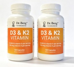 Dr. Berg D3 & K2 sealed Vitamin D3 10,000 IU & Vitamin K 100 mcg 120 Capsules
