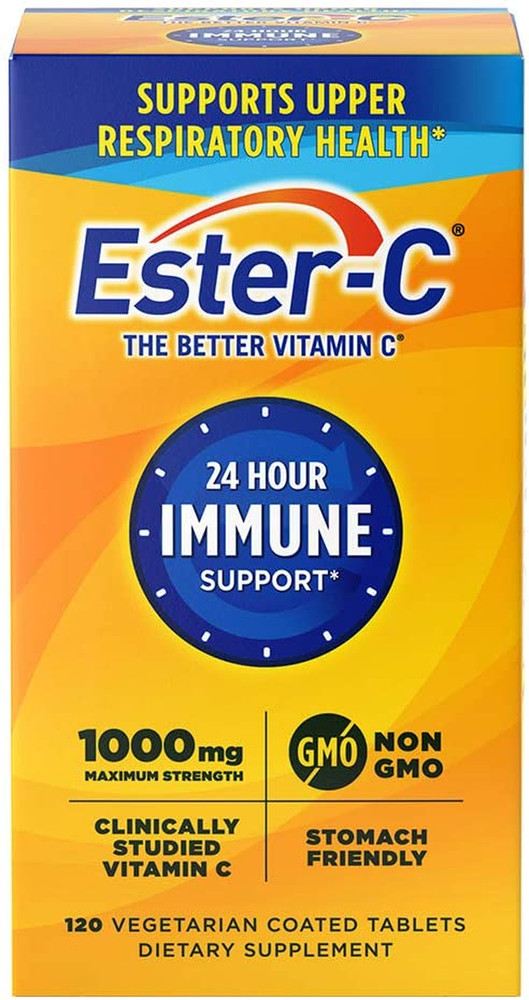 Ester-C Vitamin C 1000 mg Coated Tablets, Immune System Booster Supplement 120ct