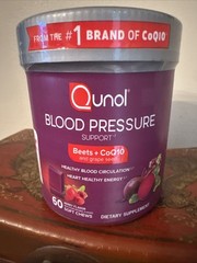 Qunol Blood Pressure Support, Beets + CoQ10 + Grape Seed Soft Chews, Exp 12/27