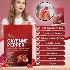 Cayenne Pepper Softgels Supplement, Supports Leg Vein, 240 Softge /1 Bag….