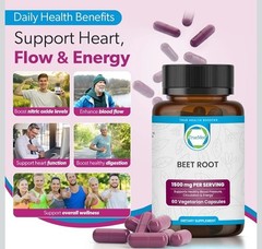 TrueMed Organic Beetroot Capsules – 1500mg Beet Root Supplements Blood Pressure