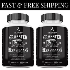 2(PACK) Ancestral Supplements Grass Fed Beef Organ Supplement – 180 Capsules US
