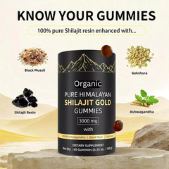 Himalayan Shilajit GOLD Gummies, Organic, Extremely Potent 3000 mg, Fulvic Acid
