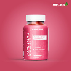NutriiLab Hair Skin Nails Gummies 6000mcg Biotin Collagen Beauty Vitamins 60ct