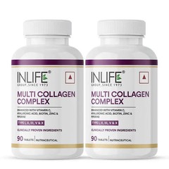 INLIFE Multi Collagen Complex Skin, Hair, Nails, Joint & Bone Support, 180 Tabs