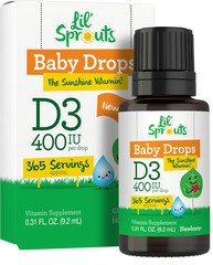 Vitamin D3 Baby Drops | 400 IU | 1 Year Supply | Vegetarian | by Lil’ Sprouts