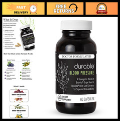 60 Ct Olive Leaf & Grape Seed Supplement – Supports Nitric Oxide & Vascular Heal