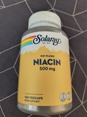 Solaray No Flush Niacin 500mg 100 VegCaps Brand New Bb 6/30/27+