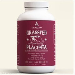 Ancestral Supplements Grass Fed Placenta with Liver, Postpartum Support, 180 Cap