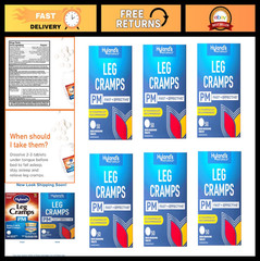 Leg Cramps PM Tablets with Quinine – 50 Count, Pack of 6 for Nighttime Relief