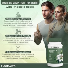 3-Pack Rhodiola Rosea Capsules – Floraviva for Energy, Focus, Mood -120 Capsules