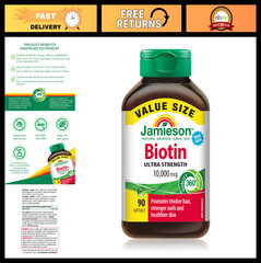 High-Potency Biotin 10,000 mcg – 90 Softgels for Hair, Skin & Nail Health