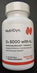 D3 5000 with K2 60 Softgels NutriDyn Brand NEW Sealed Free Shipping Exp 01/28
