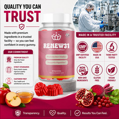 (1 Pack) Renew31 Skin Health Gummys DermaPure Vitamin Supplement 60 Gummies