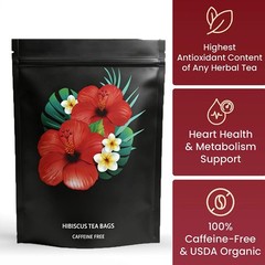 Tea PiPi Organic Hibiscus Tea Bags – Caffeine Free Herbal Tea Rich in Antioxi…