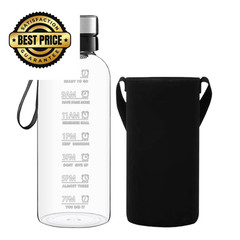 RNCKUUE 64 OZ Glass Water Bottle – Large Resuable 64 Ounces, Filter Lid