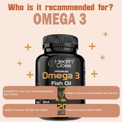 Health Dose Premium Omega 3 Fish Oil. Triple Strength. 120 Softgels. Pack of 5