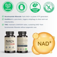 VINATURA NAD+ Supplement Nicotinamide Riboside Urolithin A 30 Capsules