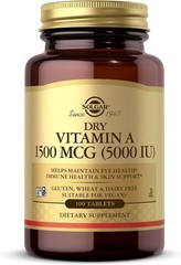 Solgar Dry Vitamin A 1500 mcg (5000 IU), 100 Tablets – Supports Healthy Eyes, Sk
