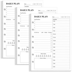 (3-Pack) 7-Hole Undated Daily Planner Refill – A5 To Do List Insert, 300 Shee…