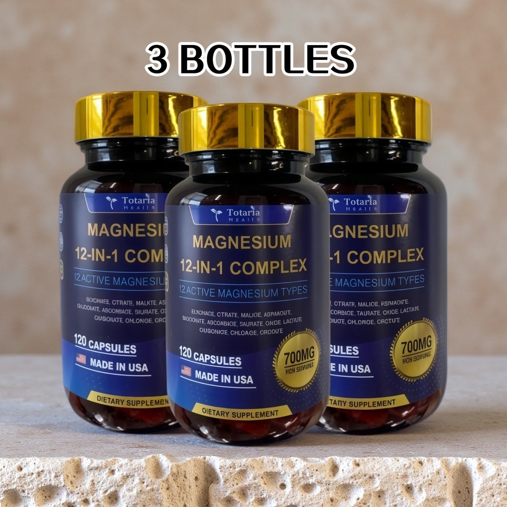 3 BOTTLES Totaria Magnesium 12in1 Complex 700mg-Glycinate Citrate Malate Taurate