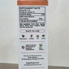 Saffron Extract Liquid Drops for Mood & Mind -Strawberry Flavor 2 fl oz 50mg