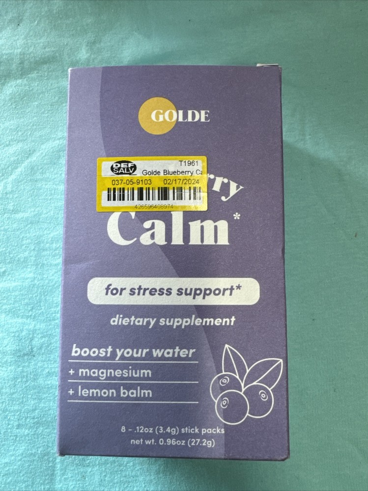 Golde Blueberry Calm Ade Dietary 8 Count Stir & Sip Supplement for Stre Exp03/24