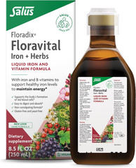 Floravital Liquid Iron Supplement 10mg Vegan B Complex Vitamins Herbal Extracts