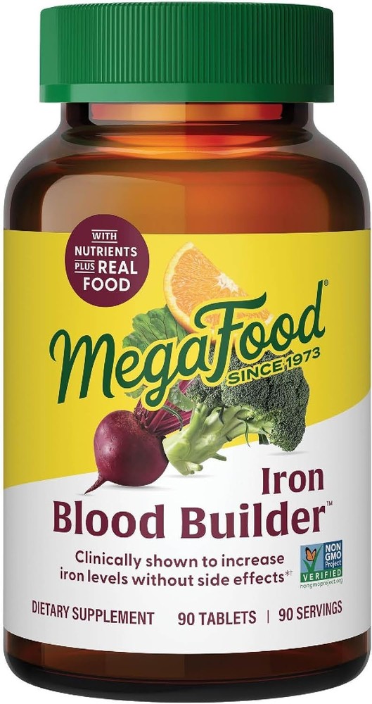 MegaFood Blood Builder Iron Supplement 90 Tablets Vegan Energy Support B12