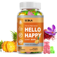 Hello Happy Gummies – Vitamin D & Saffron – Remain Optimistic Mood, Brain Health