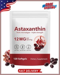 Astaxanthin 12mg 120 Softgels Natural Antioxidant Eye Joint Skin Health Suppleme